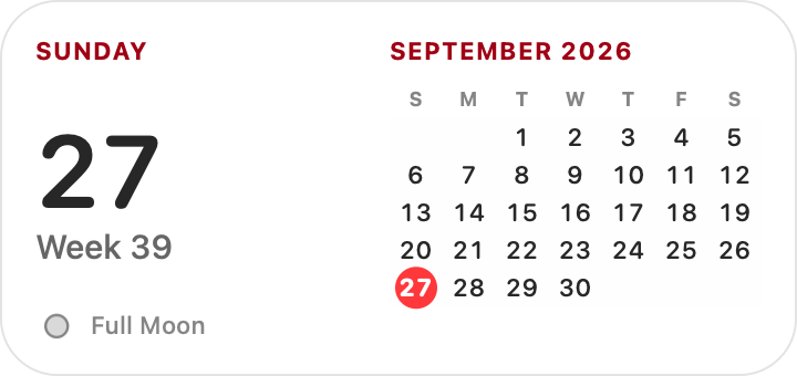 A date and month calendar widget