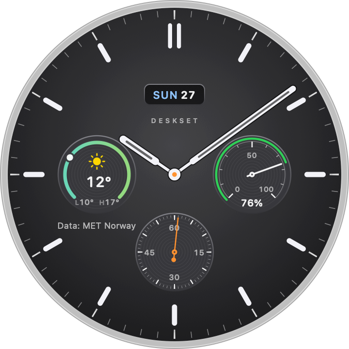 The native Stationery chronograph clock widget